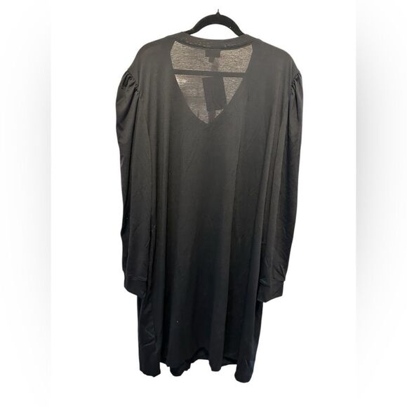 NWT LulaRoe Plus Size “Ava” Black V Neck Mutton Long Sleeve KneeLength Dress 3XL - Picture 3 of 9